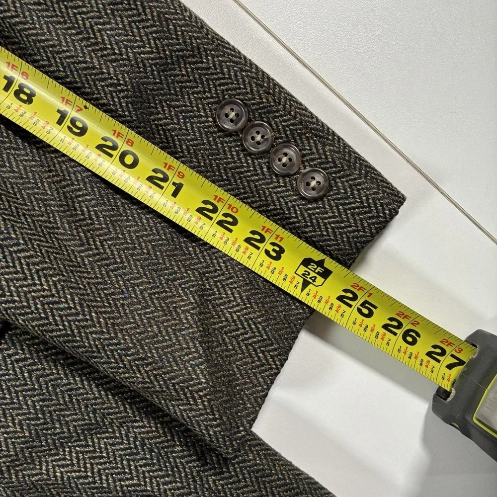 Jos A‎ Bank Silk Wool Blazer 42R Green Herringbone Sport Coat (Tag 41)
